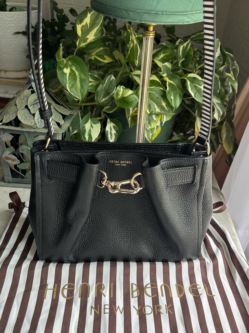 NWOT henri bendel Black Leather Statement Crossbody Bag